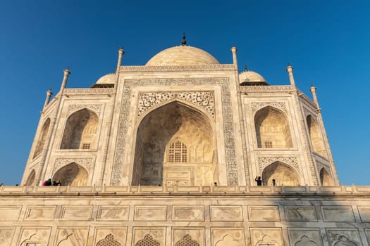 Taj Mahal marble facade view, Agra, India.