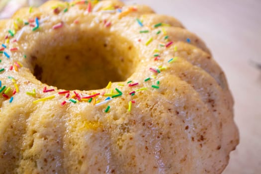 Easter yeast cake or Babka closeup. Traditional Easter cake