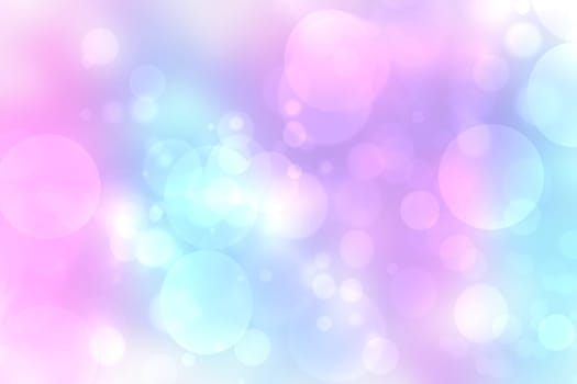 Abstract gradient pink turquoise blue shiny blurred background texture with circular bokeh lights. Beautiful backdrop. Space for design.