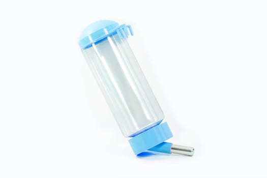 Pet supplies about water feeder of blue for dog or cat isolated on white