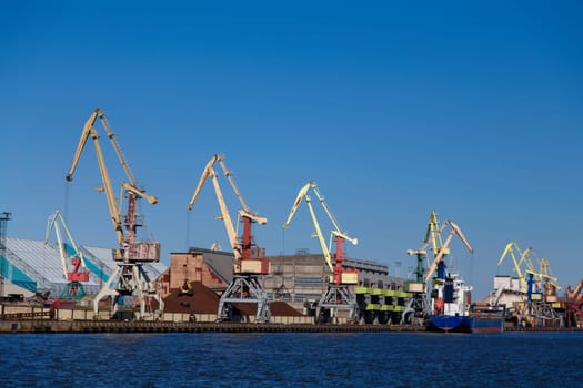 View of the cargo port at the mouth of the river, Ventspils, Latvia