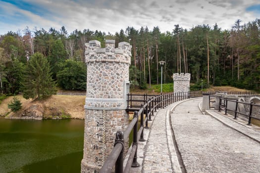 Ancient stone dam Parizov in Czech Republic, river Doubrava