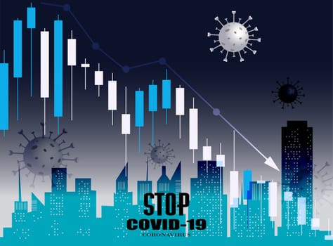 The impact of coronavirus on the stock exchange and the global economy. Stock market chart in down trend crisis from covid19 virus outbreak. Corona virus outbreak pandemic affects the Economic fallout.