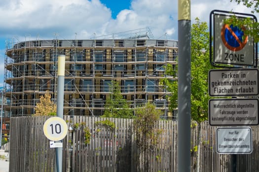 DESSAU - AUGUST 05, 2018:.Environment, glass facade and entrance area of the Federal Environmental Agency in Dessau