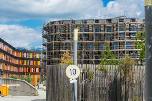 DESSAU - AUGUST 05, 2018:..Dessau - August 05, 2018: .Environment, glass facade and entrance area of the Federal Environmental Agency in Dessau