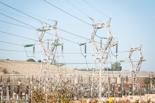 high voltage cables in the countryside.