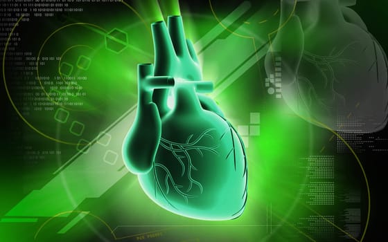 Digital illustration of heart in colour background