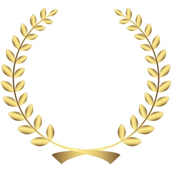 golden laurel wreath isolated on white background