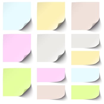 little sticky paper collection with shadow in six different colors