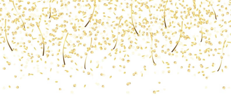 gold colored falling confetti seamless background for carnival party