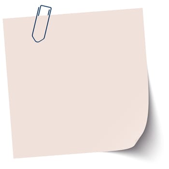 little sticky paper with colored paper clip and shadow