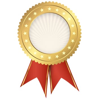 gold seal of quality template with red ribbons