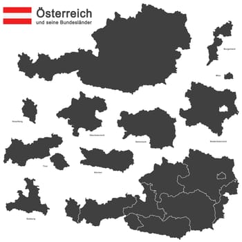 silhouettes of Austria and the federal states