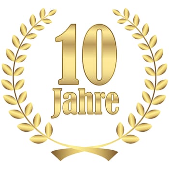 laurel wreath for firm jubilee with text 10 years