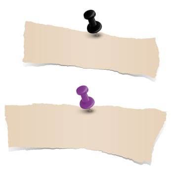 brown colored scrap of paper with pin needle