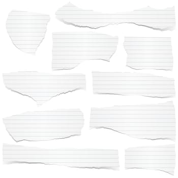 collection of white lined scraps of papers with shadows
