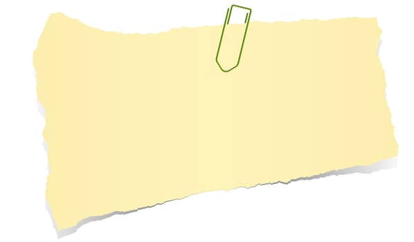 yellow colored scrap of paper with paper clip