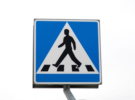 A Swedish pedestrian crossing sign with white background.