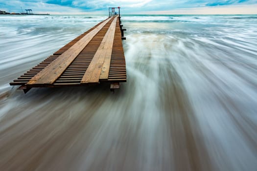 Beautiful seascape after sunset with long exposure