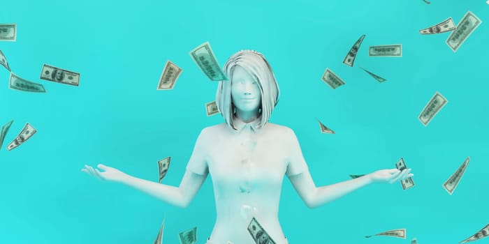 Easy Money and Cash with Happy Businesswoman