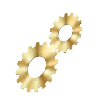 Techno Background with Geometric Gear Wheels Icon. Machinery Logo. Modern Mechanism Cog Concept. Technologic Mechanical Cogwheel Tool on White Background. Teamwork Symbol. Part of Transmission.