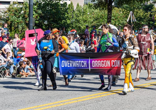 ATLANTA, GEORGIA - August 31, 2019: The annual DragonCon parade attracts over 30,000 participants and twice as many spectators