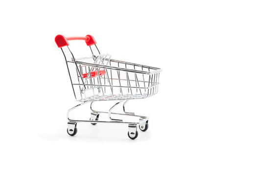 Empty shopping cart trolley isolated on white backgrounds