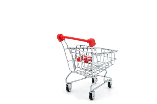 Empty shopping cart trolley isolated on white backgrounds