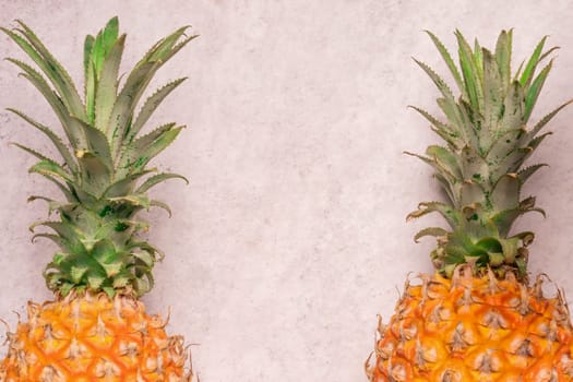 Tropical and Seasonal Summer Fruits. Pineapple Arranged with blank space in the middle of  backgrounds, Healthy Lifestyle. Flat Lay