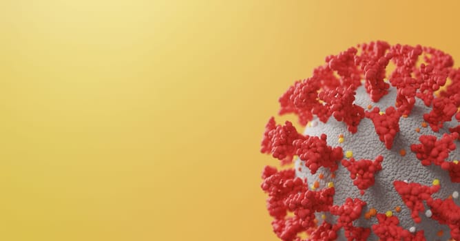 Coronavirus on an orange background with copy space - 3d rendering