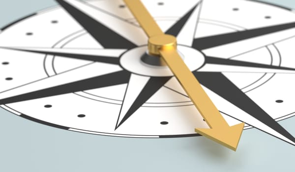 Close-up of compass - 3d rendering