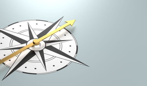 A compass with copy space - 3d rendering