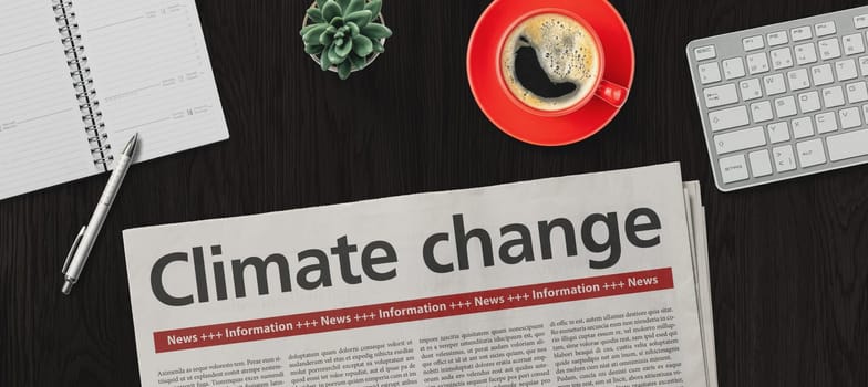 Newspaper on a desk - Climate change