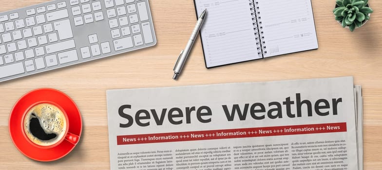 Newspaper on a desk - Severe weather