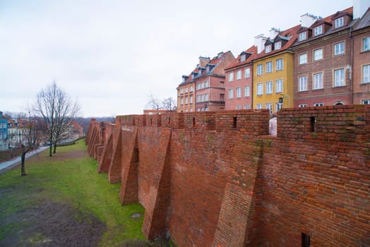 old town in warsaw, poland, behind the medieval wall