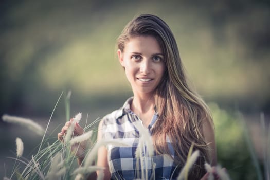 Fashion portrait of a beautiful woman outdoor. Natural beauty
