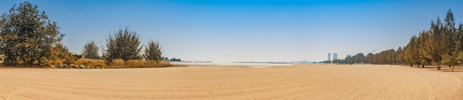 Klebang Beach. Public beach of Malacca. Panorama