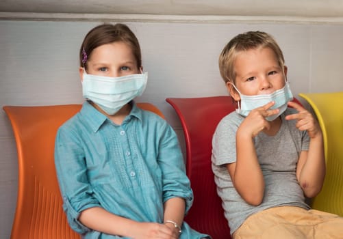 Man wearing facial disposable mask to avoid viral infection. Virus protection