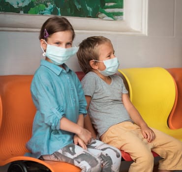 Man wearing facial disposable mask to avoid viral infection. Virus protection