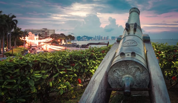 Fort Cornwallis, bastion fort in George Town, Penang, Malaysia. Panorama