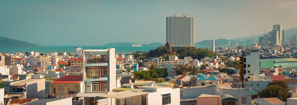 Nha Trang city view from the mountain. Panorama