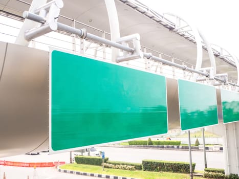 Green background labe on the bridge and blue sky background