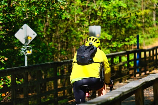 ALPHARETTA, GEORGIA - October 23, 2019: The Big Creek Greenway is over 20 miles of paved and board fitness trails spanning two counties north of Atlanta through lush green wetlands.
