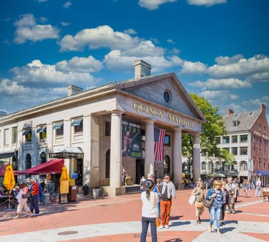 BOSTON, MASSACHUSETTS - September 18, 2014: Boston is one of the oldest cities in the States and is rich in history. This brings in a huge tourism industry to pubs, restaurants and historic sites.