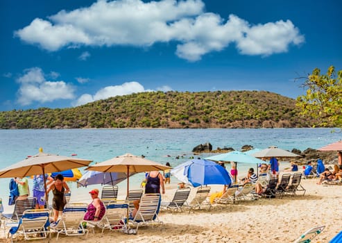 ST THOMAS, USVI - May 14, 2014: Tourism is a major industry in St Thomas. Recovery from the recent hurricanes has become to resume tourism to former levels.