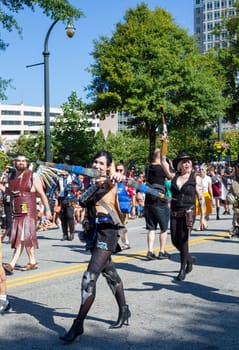 ATLANTA, GEORGIA - August 31, 2019: The annual DragonCon parade attracts over 30,000 participants and twice as many spectators