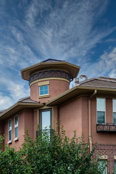 Modern stucco apartments with curved walls