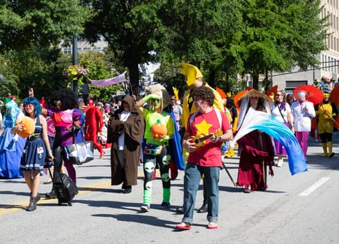 ATLANTA, GEORGIA - August 31, 2019: The annual DragonCon parade attracts over 30,000 participants and twice as many spectators