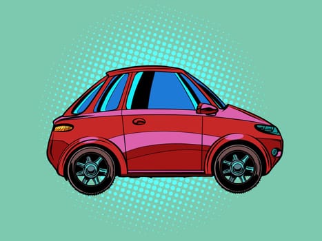small red city car. Pop art retro vector illustration kitsch vintage 50s 60s style