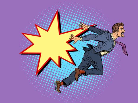 businessman falls, the concept of problems and bankruptcy. Pop art retro vector illustration kitsch vintage 50s 60s style